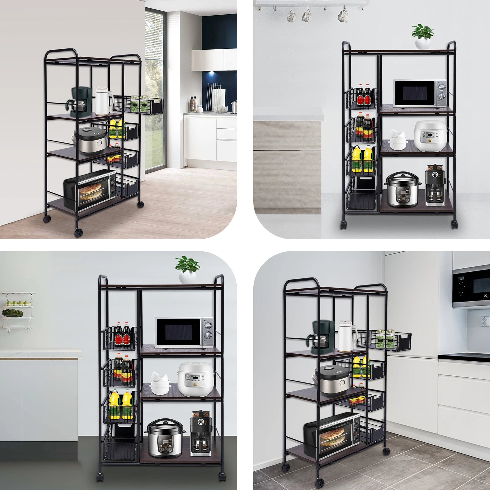 4 Tier Cart Microwave Oven Rack Utility Workstation Stand Shelf Storage Holder